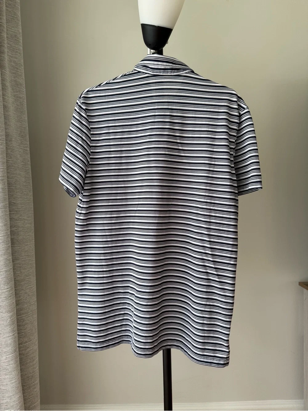Ralph Lauren Navy and White Striped Polo M